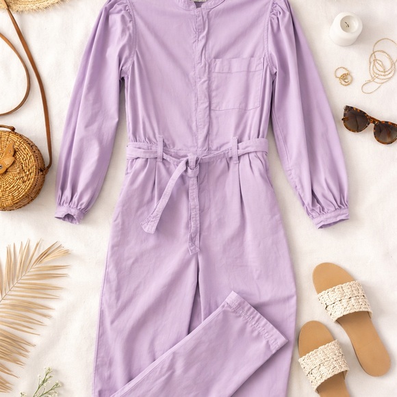 J. Crew Pants - J. Crew Lavender Long-Sleeve Tie-Waist Utility Jumpsuit
